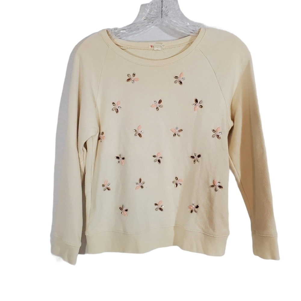 Crewcuts Cream White Beaded Sweatshirt Like New